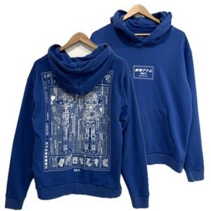 Bait X Astro Boy Men Fall Blueprint Hoodie Size Large Blue Graphic Pullover Rare